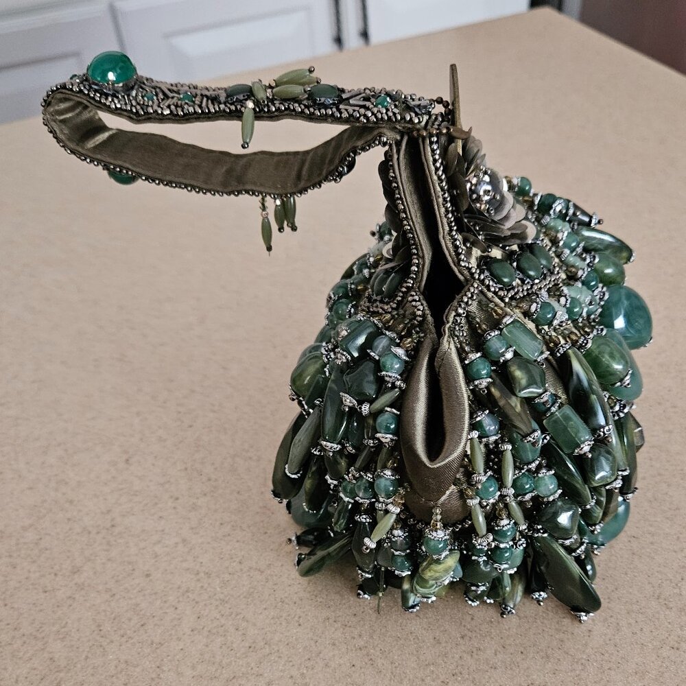 RARE VINTAGE MARY FRANCES BEADED JEWELED EVENING BAG HANDBAG TOP HANDLE PURSE - Picture 9 of 16